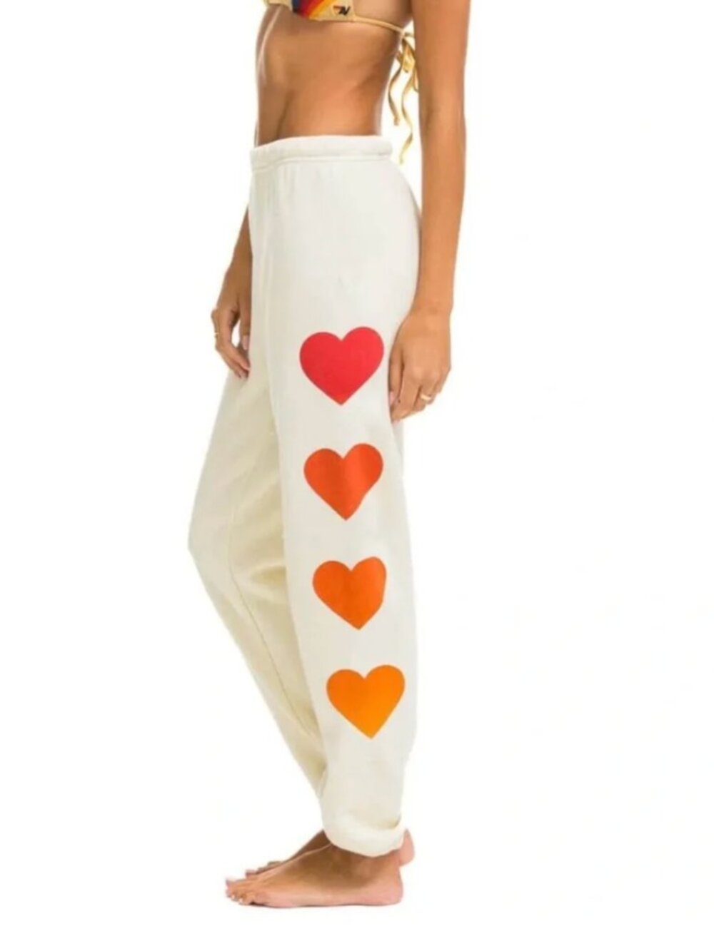 Aviator Nation Heart Fade 4 vintage white jogger sweatpants L